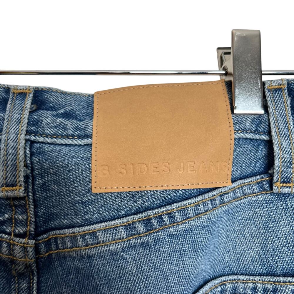 B Sides Slim Lasso Barrel Leg Jeans Blue Denim Loose Baggy Cotton Size 24 - Picture 8 of 10